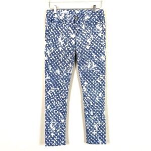 Gap Always Skinny Patterned Ankle Jeans 27 Bleached Look Blue and White